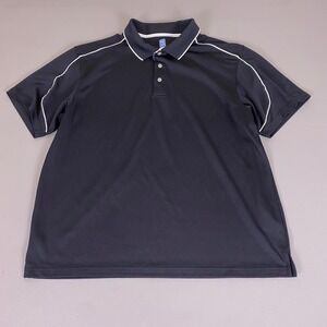 PGA Tour Golf Polo Shirt Men's XXL Black Short Sleeve Performance Mesh Piping